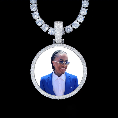925S & VVS Moissanite 3D Circle Custom Picture Pendant