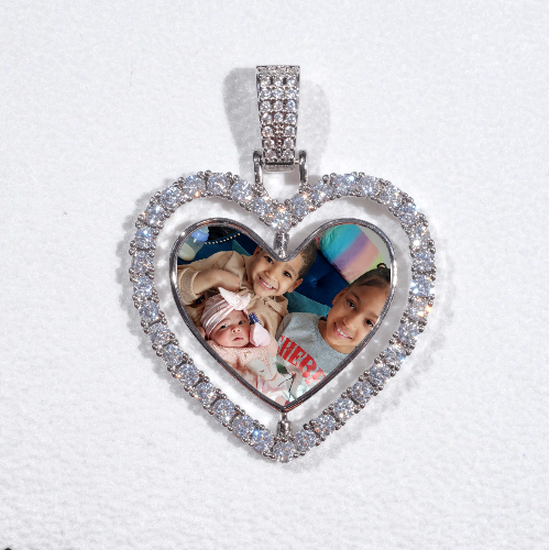 3D Spinning 2-Faced Heart Custom Picture Pendant