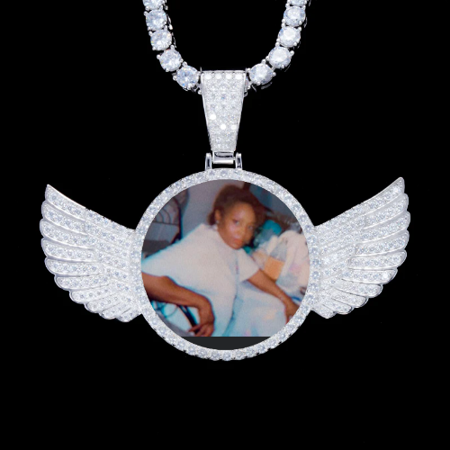 925S & VVS Moissanite 3D Wing Custom Picture Pendant