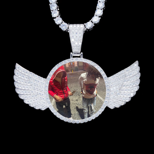 925S & VVS Moissanite 3D Wing Custom Picture Pendant