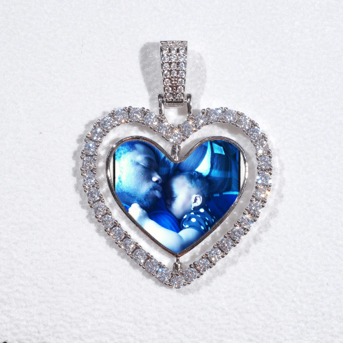 3D Spinning 2-Faced Heart Custom Picture Pendant