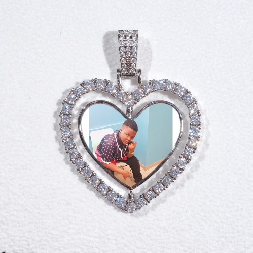 3D Spinning 2-Faced Heart Custom Picture Pendant