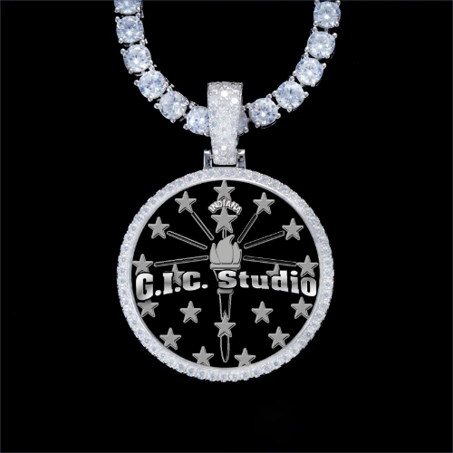 925S & VVS Moissanite 3D Circle Custom Picture Pendant