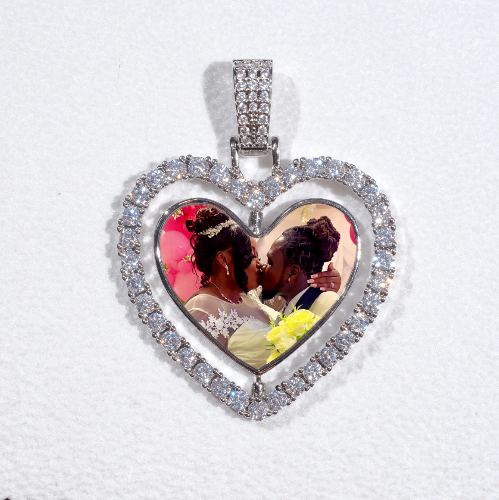 3D Spinning 2-Faced Heart Custom Picture Pendant