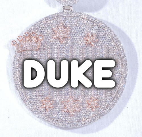 CUSTOM LETTER NECKLACE 3D BIG CROWN DISC