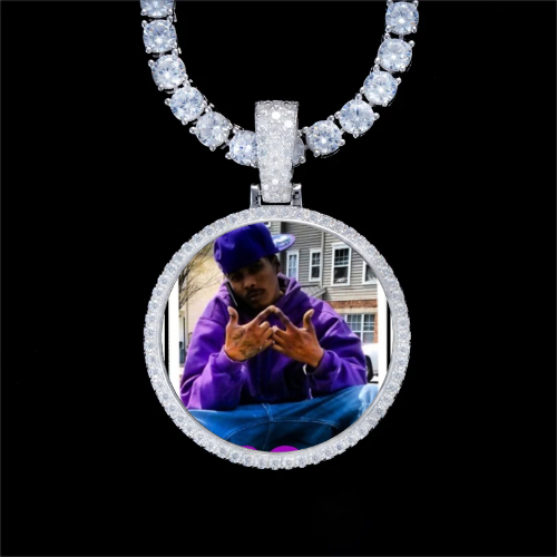 925S & VVS Moissanite 3D Circle Custom Picture Pendant