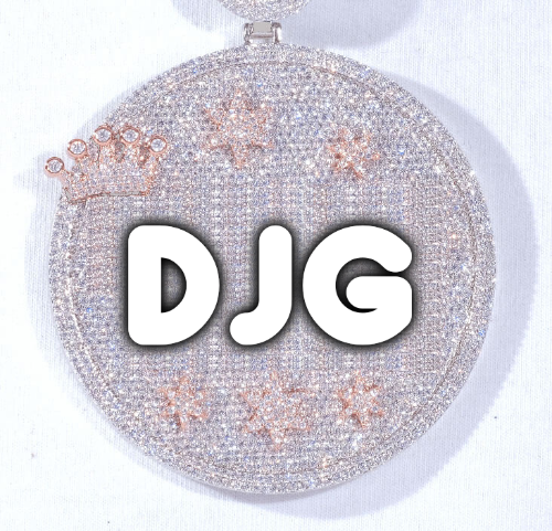 CUSTOM LETTER NECKLACE 3D BIG CROWN DISC