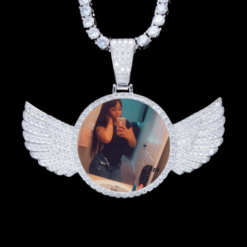 925S & VVS Moissanite 3D Wing Custom Picture Pendant