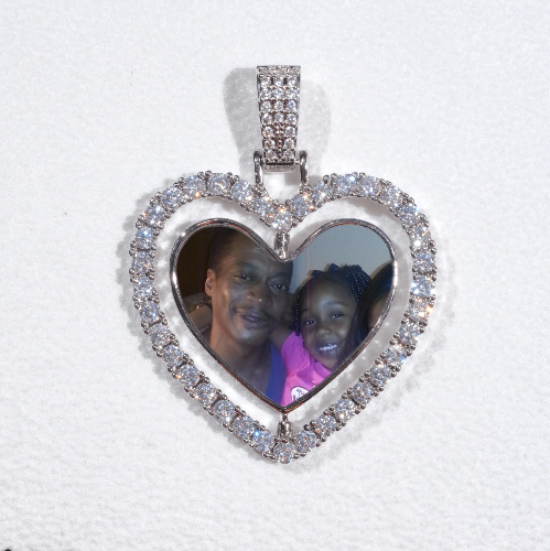3D Spinning 2-Faced Heart Custom Picture Pendant