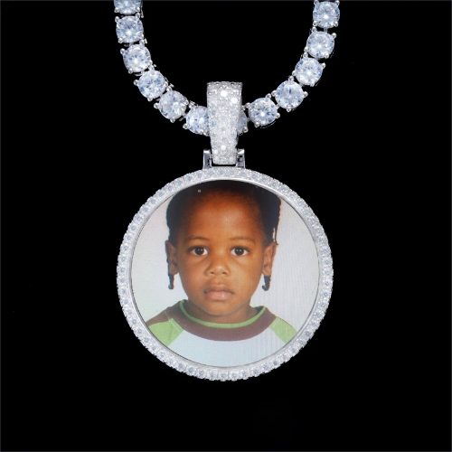 925S & VVS Moissanite 3D Circle Custom Picture Pendant