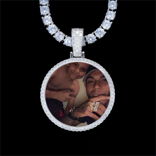 925S & VVS Moissanite 3D Circle Custom Picture Pendant