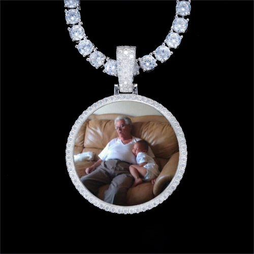 925S & VVS Moissanite 3D Circle Custom Picture Pendant