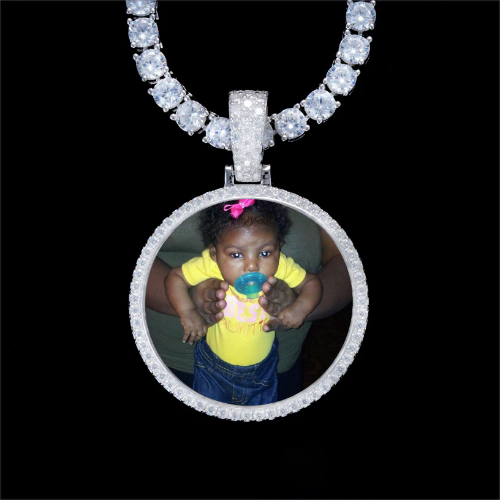 925S & VVS Moissanite 3D Circle Custom Picture Pendant