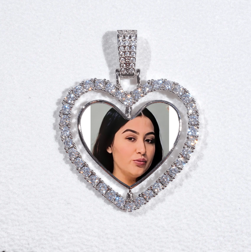 3D Spinning 2-Faced Heart Custom Picture Pendant