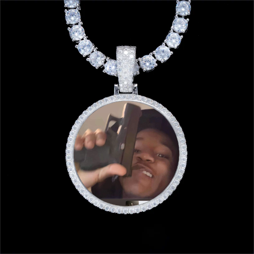 925S & VVS Moissanite 3D Circle Custom Picture Pendant