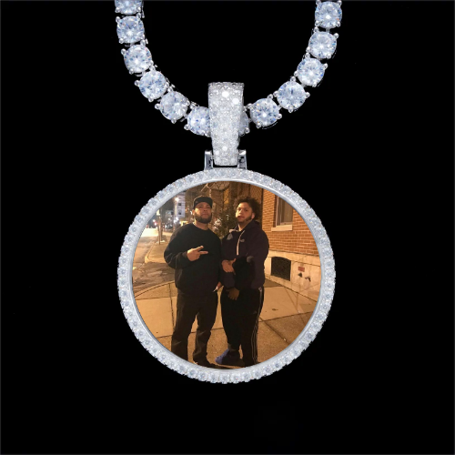 925S & VVS Moissanite 3D Circle Custom Picture Pendant