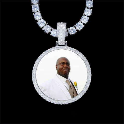925S & VVS Moissanite 3D Circle Custom Picture Pendant