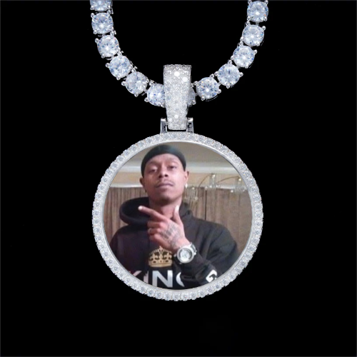 925S & VVS Moissanite 3D Circle Custom Picture Pendant