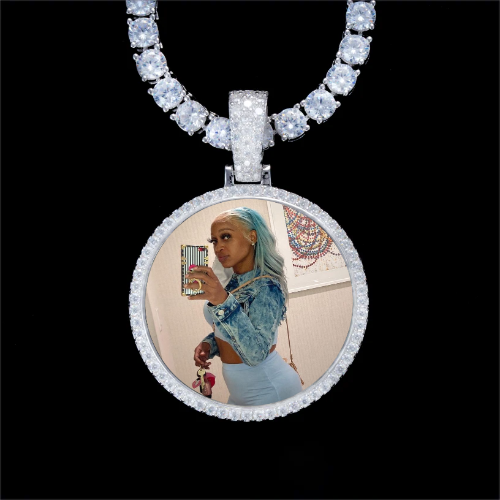 925S & VVS Moissanite 3D Circle Custom Picture Pendant