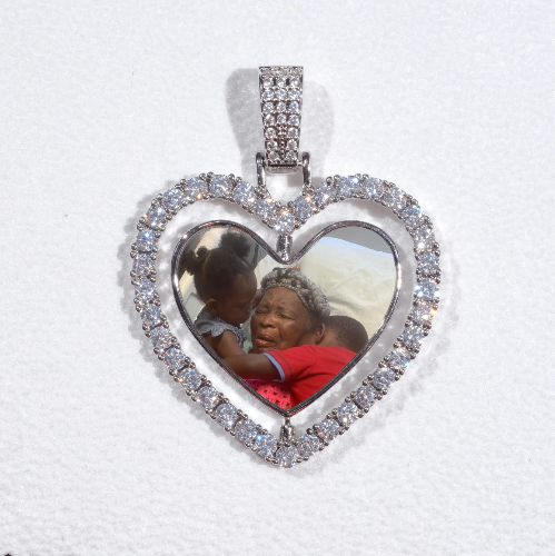 3D Spinning 2-Faced Heart Custom Picture Pendant