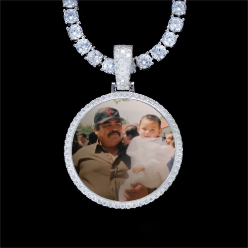 925S & VVS Moissanite 3D Circle Custom Picture Pendant