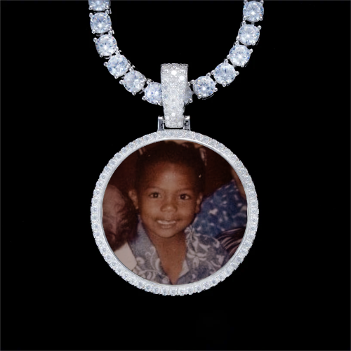 925S & VVS Moissanite 3D Circle Custom Picture Pendant