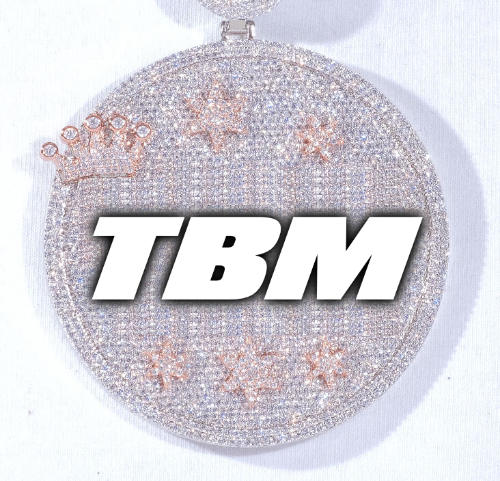 CUSTOM LETTER NECKLACE 3D BIG CROWN DISC