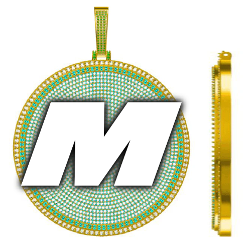 CUSTOM LETTER NECKLACE 3D BIG DISC