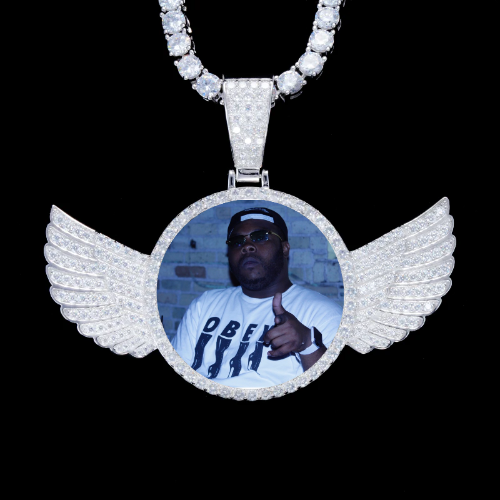925S & VVS Moissanite 3D Wing Custom Picture Pendant