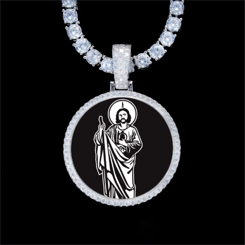925S & VVS Moissanite 3D Circle Custom Picture Pendant