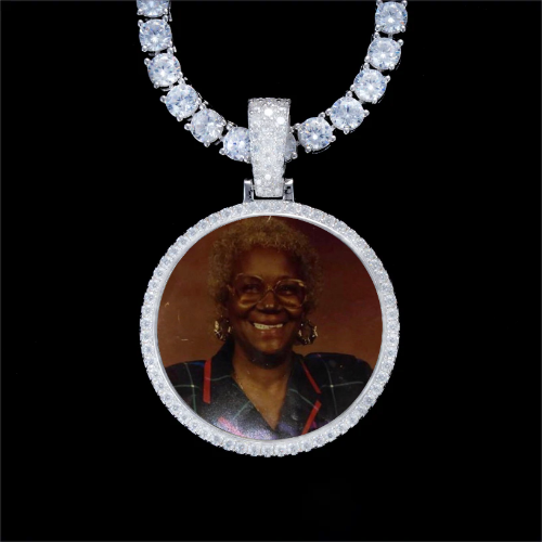 925S & VVS Moissanite 3D Circle Custom Picture Pendant