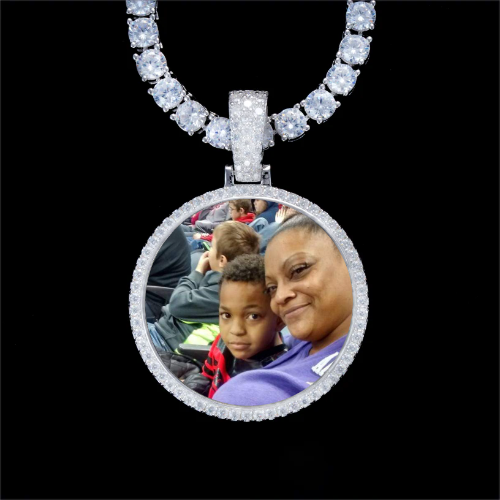 925S & VVS Moissanite 3D Circle Custom Picture Pendant