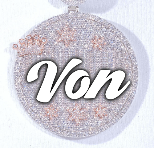 CUSTOM LETTER NECKLACE 3D BIG CROWN DISC