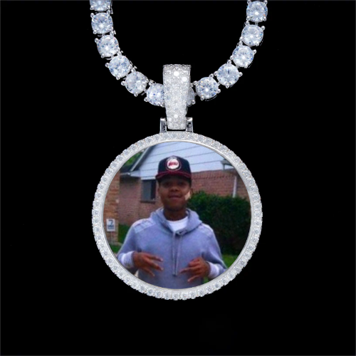 925S & VVS Moissanite 3D Circle Custom Picture Pendant