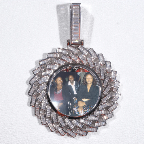 Large 3D Baguette Custom Picture Pendant