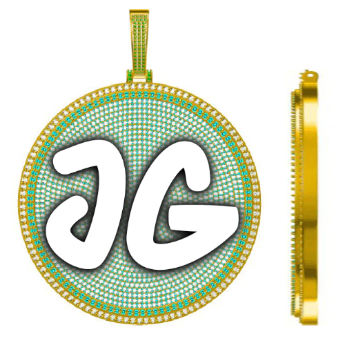 CUSTOM LETTER NECKLACE 3D BIG DISC