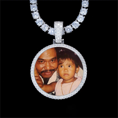 925S & VVS Moissanite 3D Circle Custom Picture Pendant