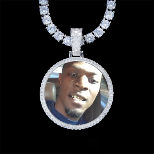 925S & VVS Moissanite 3D Circle Custom Picture Pendant