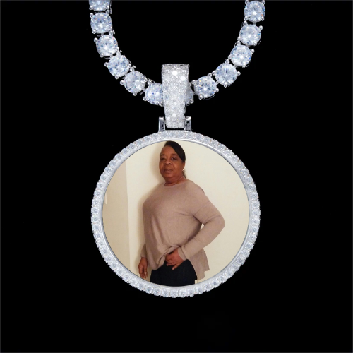 925S & VVS Moissanite 3D Circle Custom Picture Pendant