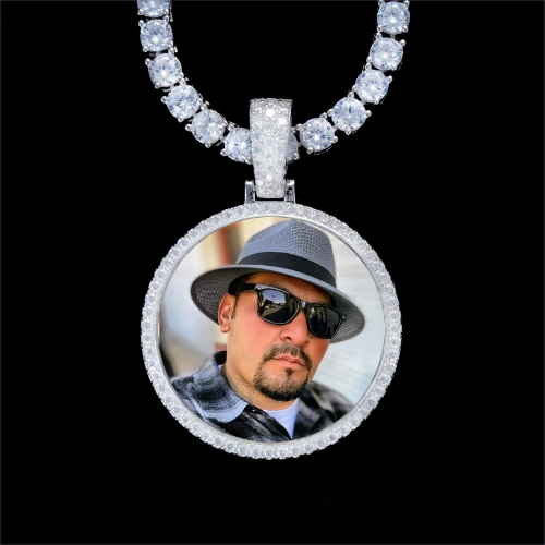 925S & VVS Moissanite 3D Circle Custom Picture Pendant