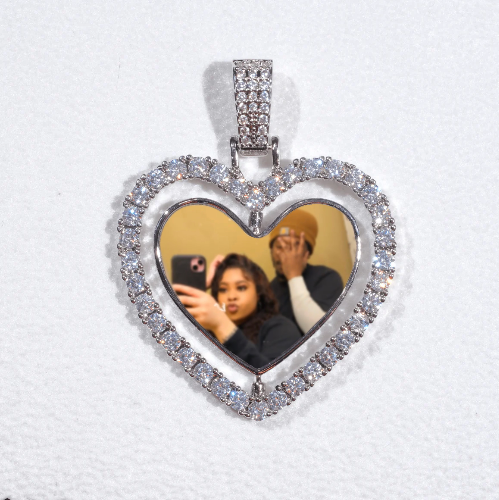 3D Spinning 2-Faced Heart Custom Picture Pendant