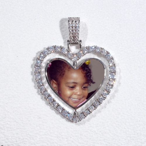 3D Spinning 2-Faced Heart Custom Picture Pendant