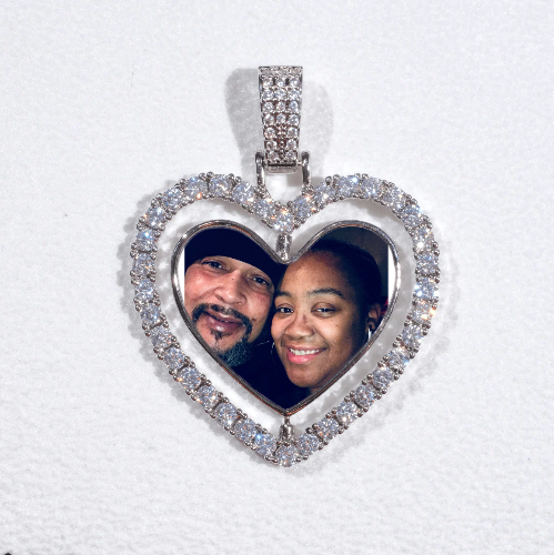3D Spinning 2-Faced Heart Custom Picture Pendant