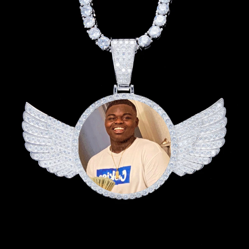 925S & VVS Moissanite 3D Wing Custom Picture Pendant