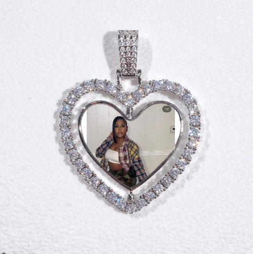 3D Spinning 2-Faced Heart Custom Picture Pendant
