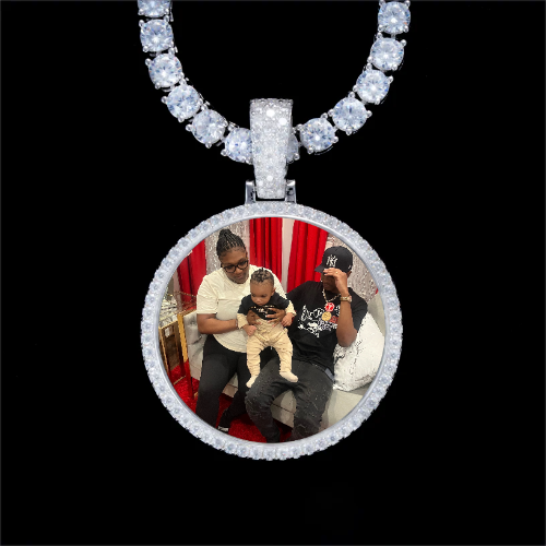 925S & VVS Moissanite 3D Circle Custom Picture Pendant