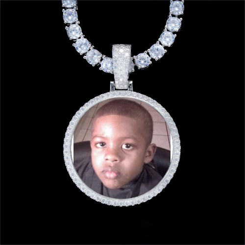 925S & VVS Moissanite 3D Circle Custom Picture Pendant