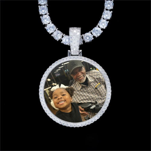 925S & VVS Moissanite 3D Circle Custom Picture Pendant