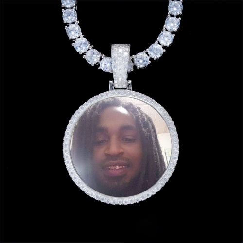 925S & VVS Moissanite 3D Circle Custom Picture Pendant