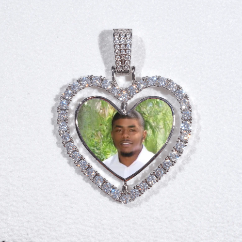3D Spinning 2-Faced Heart Custom Picture Pendant
